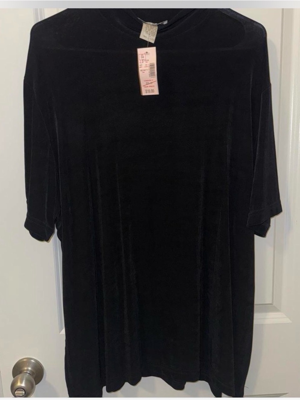 George Black Velvet Midi Blouse with Short Sleeves